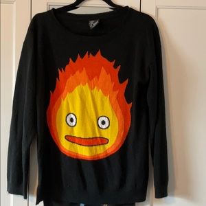 Calcifer sweater black oversized studio ghibli